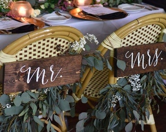 Mr and Mrs Signs, Mr and Mrs Chair Signs, Wooden Wedding Signs, Mr Mrs signs, Mr Mrs chair signs - Sophia Collection