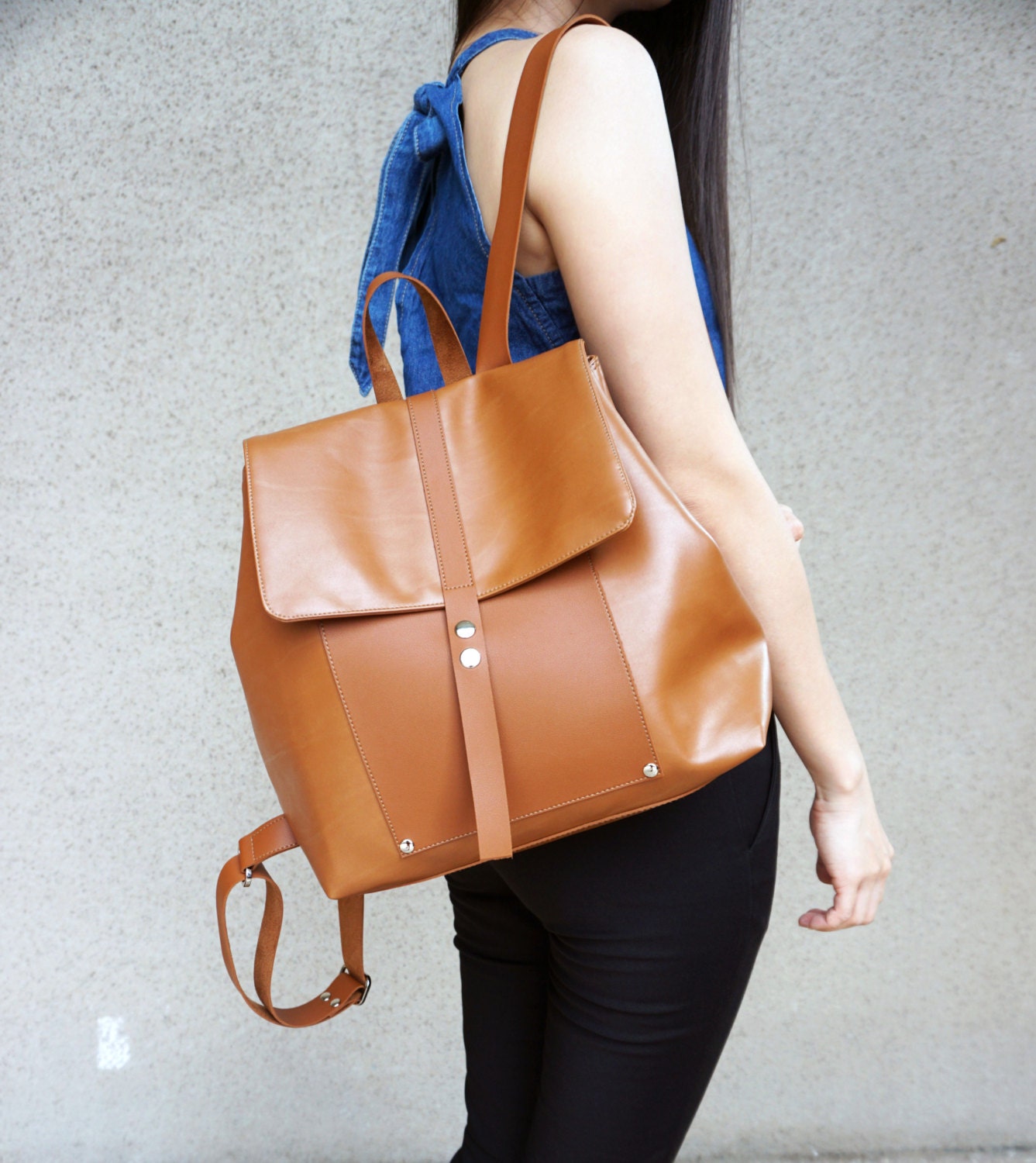 Vegan Leather Backpack BrownCity BackpackVegan Travel