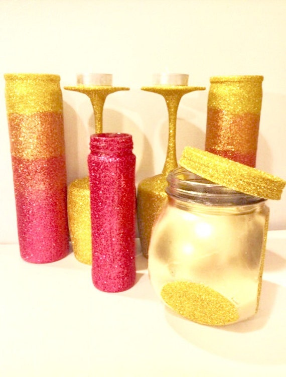 Holiday Centerpiece Glitter Candle Decor by MaidenLongIsland