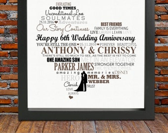 Personalized 6th Anniversary gift - 6 year wedding anniversary gift, 6th wedding anniversary gift,6th anniversary gift, gifts for parents