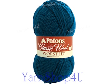 PEACOCK Patons Classic Wool yarn, Dark Teal wool yarn, worsted weight, medium 4 pure wool, blue wool yarn Patons Wool, Teal felt wool yarn