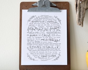 Colossians 3:12-17 Printable Bible Verse Art Print 8x10 Digital Wall Art Gift