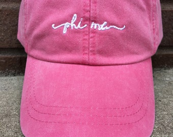 Phi Mu Handwriting Script Baseball Cap - Officially Licensed Phi Mu Baseball Hat - Shoreline Baseball Caps