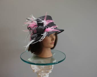Gray stiff sinamay Kentucky Derby Hat, "Gray Baby"