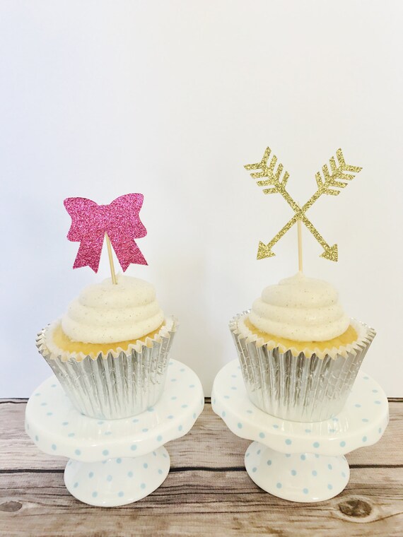 Bows or arrows cupcake topper/ Gender reveal cupcake toppers/ Bows or arrows cupcake topper/ Gender reveal cupcake toppers/