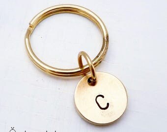 Gold Keyring. Gold keychain. Heart keyring. Initial keychain. Customised keyring. Gift for him. Gift for her. Wedding gift. Birthday gift