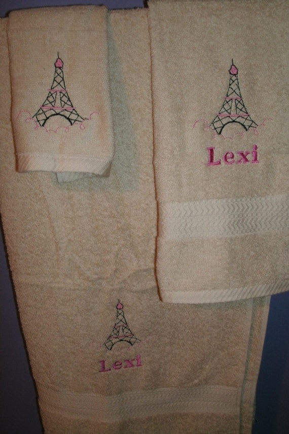 Eiffel Tower Paris Personalized Bath & Hand Towel with