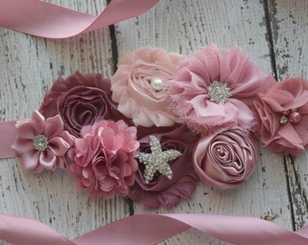 Maternity Sash, classic mauve Sash #3, flower Belt, maternity sash, wedding sash , flower girl sash belt
