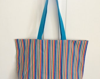 Stripe Tote Bag Library Tote Large Tote Bag Birthday Beach Tote Christmas Gifts for Boys Kids Library Bag Stripe Bag Shop for a Cause