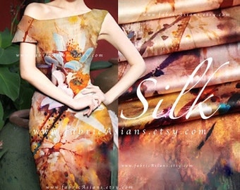 Earth tone Brown Bronze Silk Crepe Fabric - achat tissu soie marron en ligne