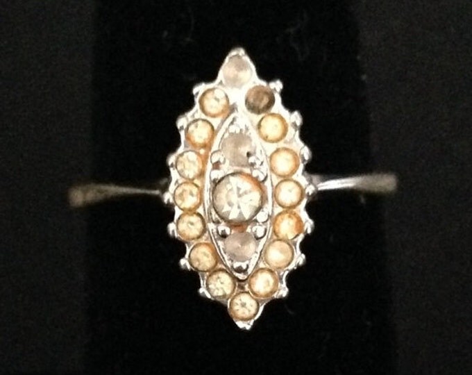 Storewide 25% Off SALE Vintage Sterling Silver Faceted Rhinestone Designer Cocktail Ring Featuring Elegant Clustered Design Style