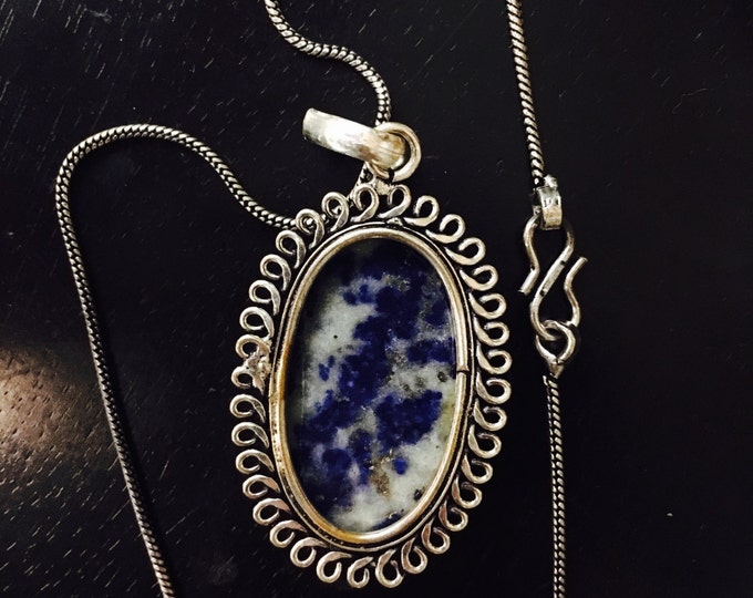 Storewide 25% Off SALE Very beautiful Lapis Blue Pendant Necklace on an 18" chain.