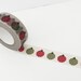 Traditional Christmas Washi Tape Set - Single Roll Set - Red Green Spotty Baubles on Pale Grey