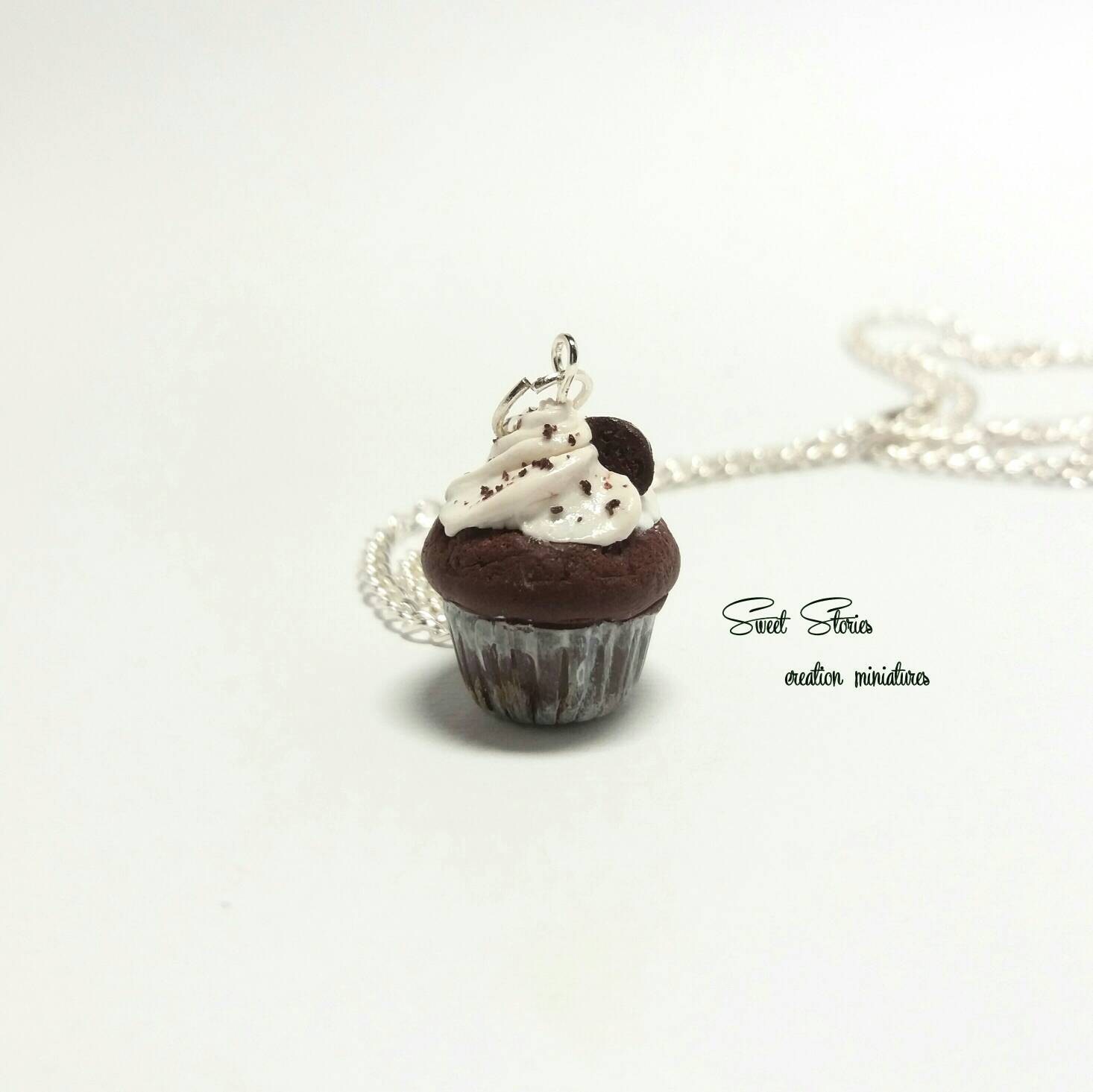 Oreo cupcake necklace chocolate cookie cupcake necklace