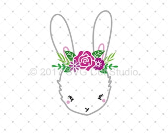 Easter Bunny Svg Cut Files, Easter Svg, Bunny Svg, Spring Flowers SVG, Spring svg for Cricut and Silhouette, svg files