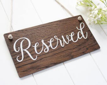 Wedding Reserved Sign, Rustic Wooden Wedding Signs, Chair Sign, Wedding Decor. Boho Wedding.