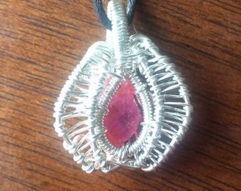 CLEARANCE! Pink Garnet Necklace // Wire Wrapped // Lapidary // January Birthstone // Boho Chic // Hippy
