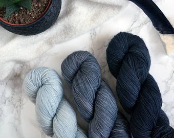 Gradient yarn set, hand dyed sock yarn, sock yarn, hand dyed yarn, merino yarn, handgefärbte wolle, handmade gift, gift for wife - Metal