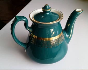 Hall Teal and Gold Teapot