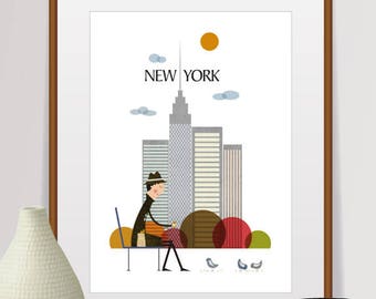 New York Print, Travel Poster, New York Gifts, New York Skyline, City Prints, New York City, Retro Poster, New York Poster, Prints, Wall Art