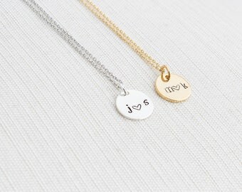 Initials Necklace, Disc Necklace, Couple Necklace, Personalised Jewellery, Gift