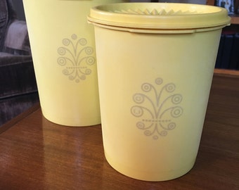 Vintage Yellow Tupperware Canisters (set of 2)
