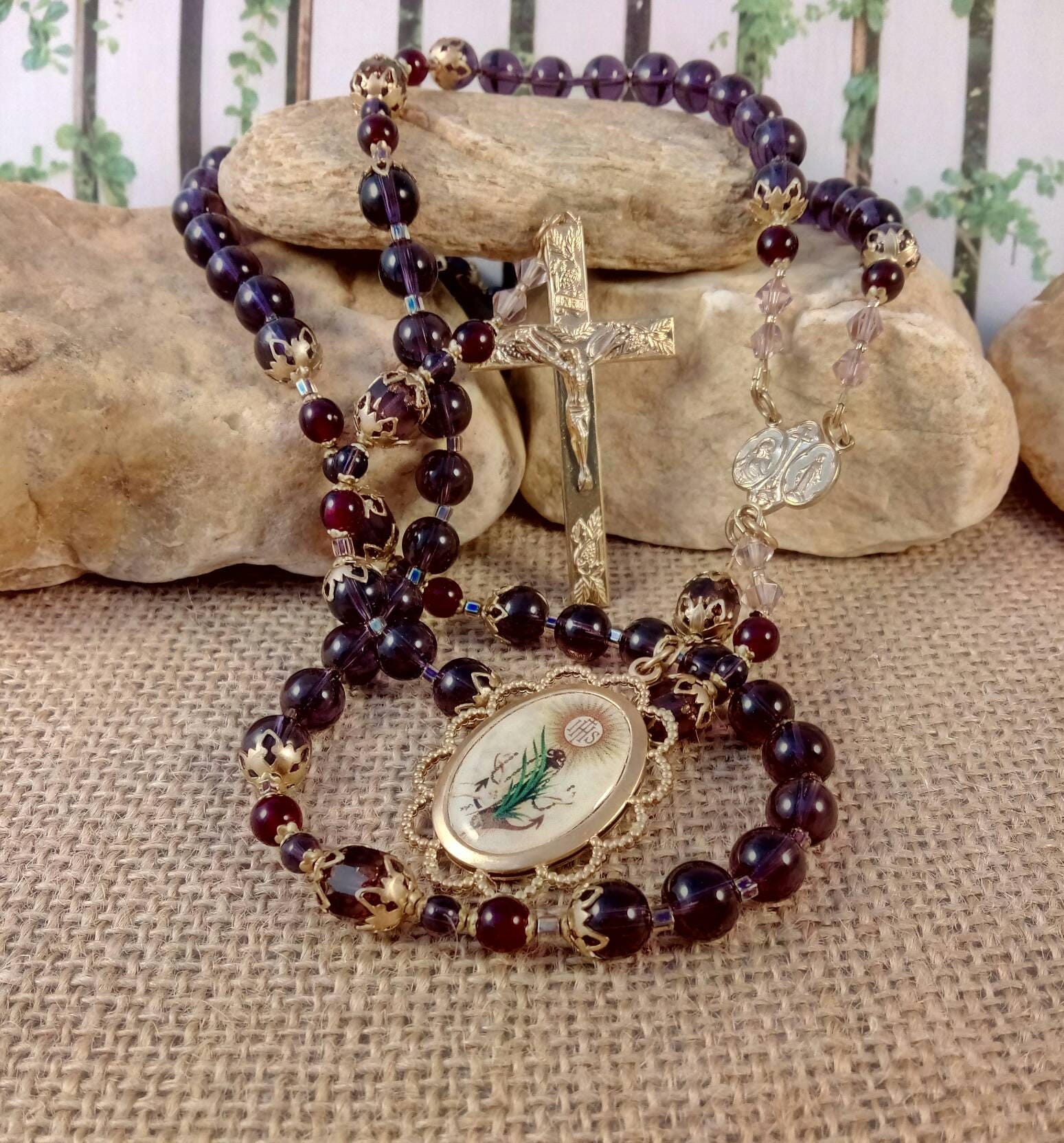 Polished Brass Catholic Rosary Handmade ARTISAN ROSARY Unique