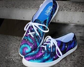 Galaxy Shoes - Hand Painted Shoes - Space Shoes - Space Art - Custom Shoes - Stars