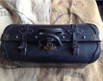 Suitcase, Antique Suitecase, French Suitcase, Old Leather Bag, Leather Case, Leather Bag, Leather Travel Case, Travel Bag, French Bag