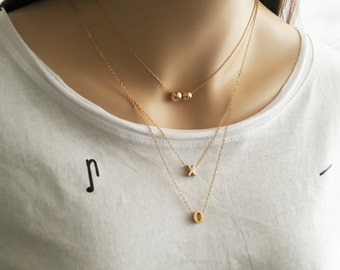 Best Friend Necklace, Gold XO Necklace, Gift for sister, Christmas, Minimalist Necklace, Simple Everyday Jewelry, Long Gold Necklace / N293