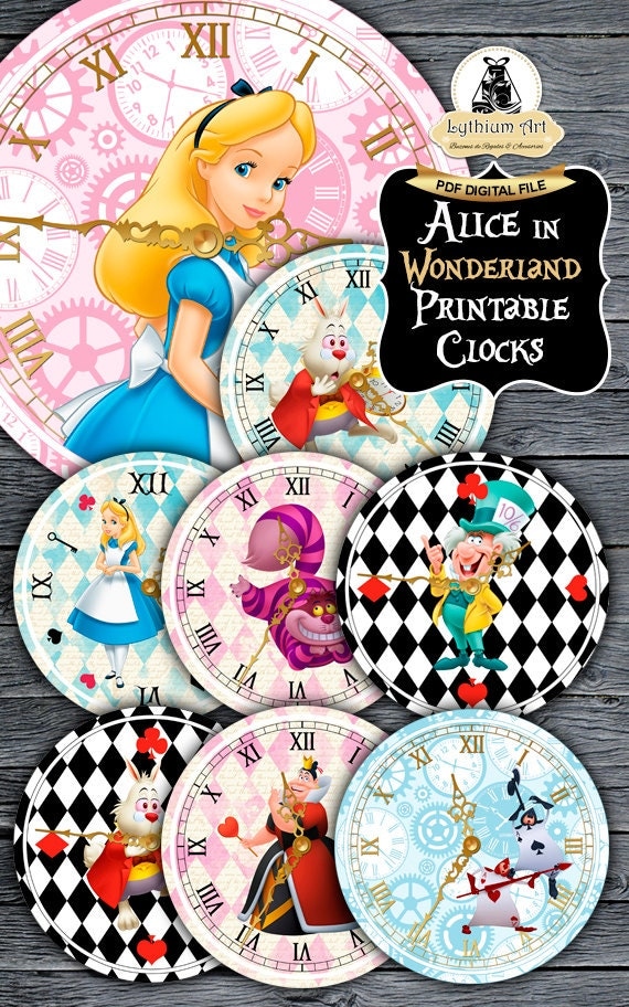 Alice in Wonderland Clocks Printable Clocks Disney Alice