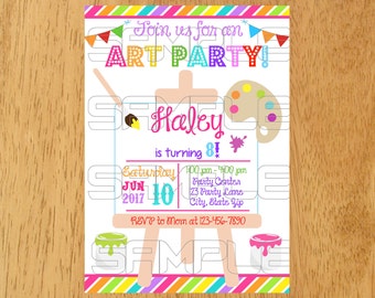 Art Birthday Party Invitation, Paint Birthday Party Invitation, Paintbrush birthday,