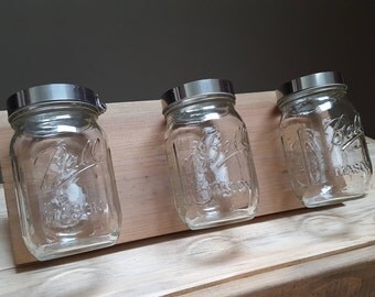 Reclaimed Wood Mason Jar Organizer. Bathroom Caddy. Mason Jar Storage.