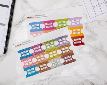 monthly planner tabs / multicolor stickers / functional stickers / planner stickers / add-on / monthly tabs