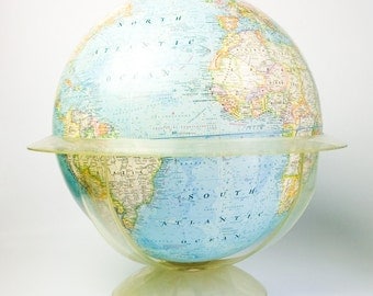 Extra Large 20" Vintage National Geographic Globe in Lucite Stand