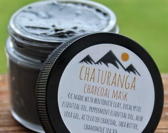 Chaturanga Charcoal Face Mask. Oily Skin Treatment. Bentonite Clay Mask. Skin Care. Natural Skincare. Yoga. Acne Face Mask.