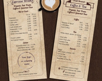 Price Menu Rack Cards Example Rack card design | Etsy