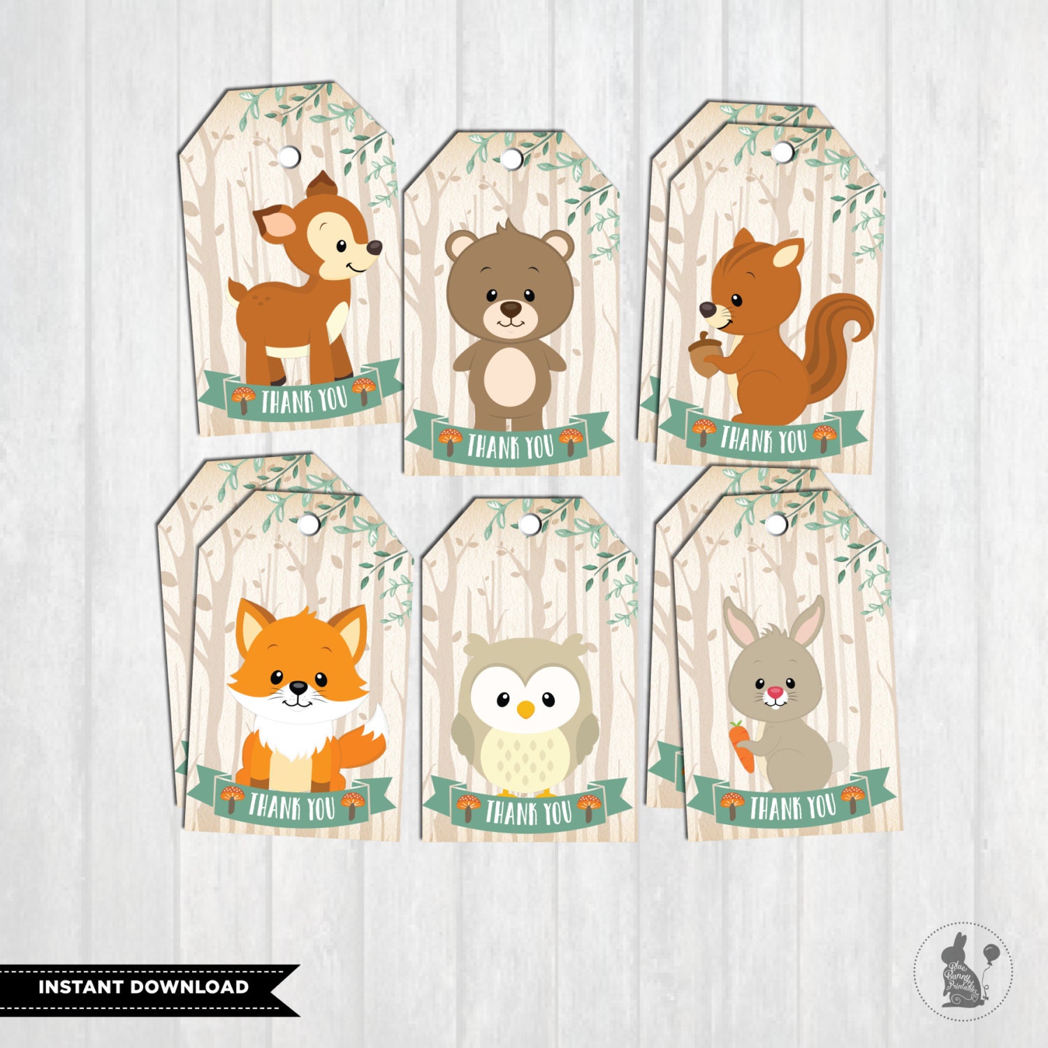 WOODLAND BABY SHOWER Favor Tags. First Birthday Party Decor.