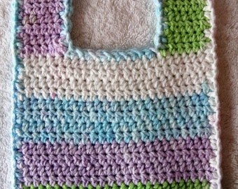 Baby Bib, Crochet Baby Bib, Cotton Infant Bib, Crochet Cotton Baby Bib, Green Lavender Baby Bib, Boy Girl Baby Bib, Baby Shower Gift
