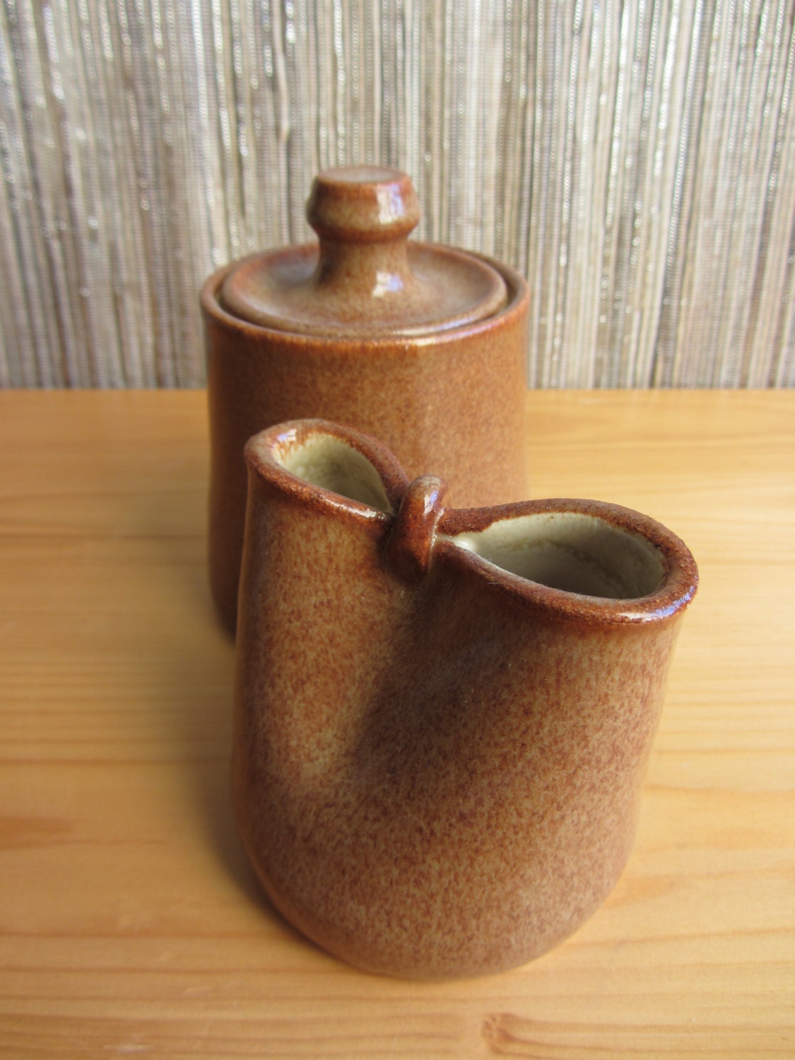 Handmade pottery creamer and sugar set milk and sugar