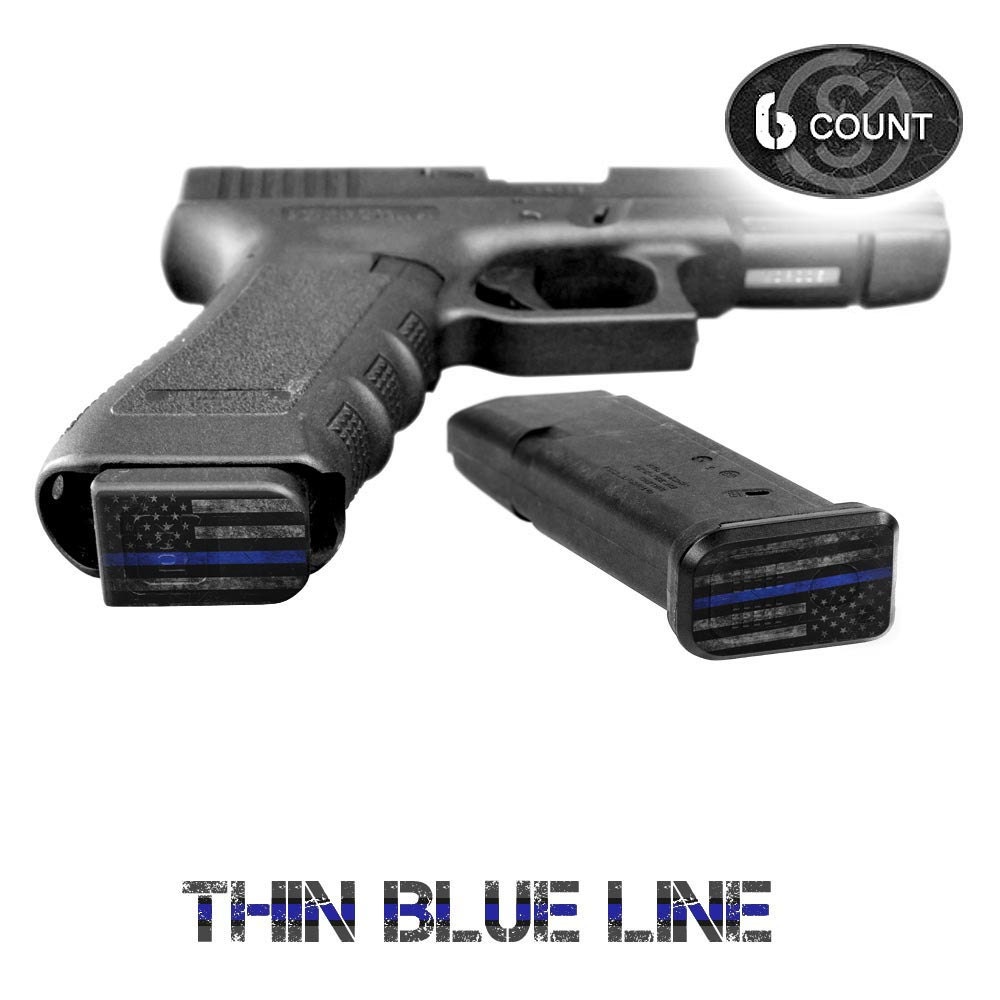GunSkins Pistol Mag Skin Specialty Decal 6 Pack Thin Blue