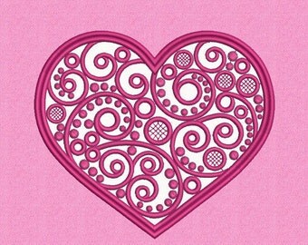 Heart applique design, Love applique design, Valentines embroidery, Machine embroidery design, Instant download