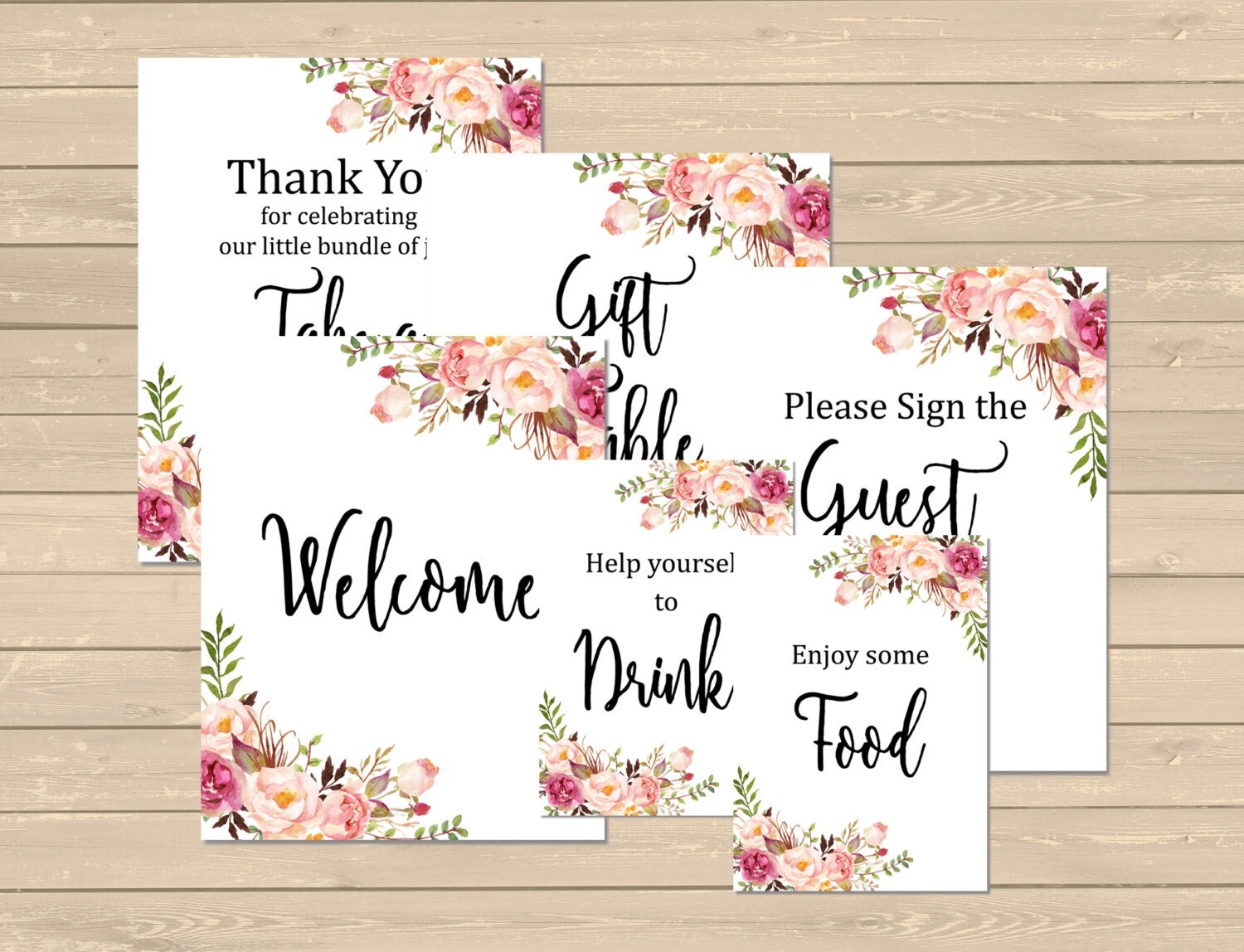 Floral Boho Baby Shower Printable Signs Boho Shower Decor
