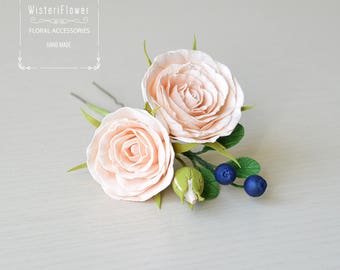 White Garden Rose Hair bridal hair pin white rose wedding rose hair pin flower White Garden Rose Hair bridal hair pin white rose wedding rose hair pin flower