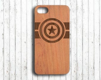 Captain America iphone 7 case Wood iphone 6s case Personalized iphone 7 plus case Custom initials wooden iphone 6 case iphone skin