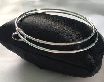 Sterling Silver Bangle Set, Heart Charm Bangles, Silver Bracelets, Plain Bangles, Bangle Stack, Skinny Bangles, Silver Bangles UK