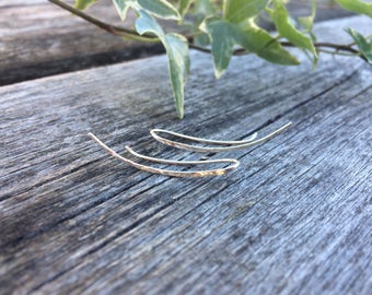 Sterling Silver Long Ear Crawler Earrings