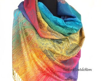 LP Quadrata Rainbow Scarf 200 CM In Beige Mix Light Pink Cashmere Silk 670019