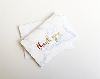 Marble Thank You Card with Gold Foil Lettering