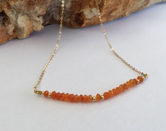 Orange carnelian necklace, Carnelian necklace, Goldfilled necklace, Carnelian gemstone, Orange gemstone, Orange carnelian, Orange necklace,